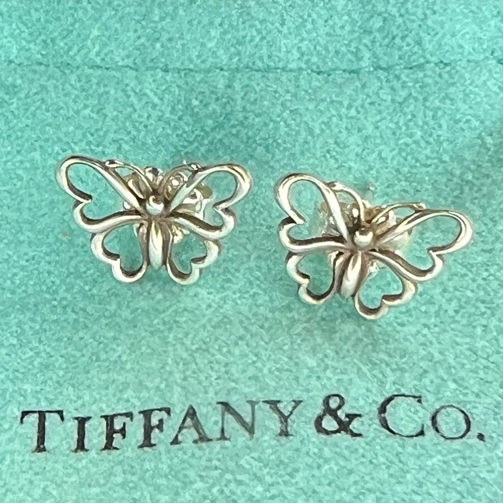 Tiffany & Co Butterfly Earrings Studs Nature Lover Garden Stencil Earrings - Picture 10 of 10